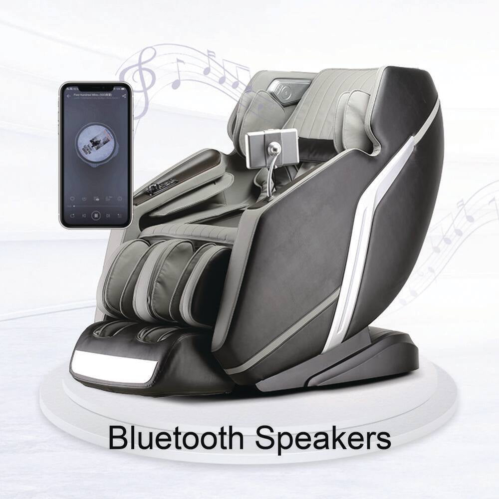 4D Deluxe Gray and Black Zero Gravity and Space Saving Faux Leather Heated Massage Chair with Sl-Track and Bluetooth — product view 10