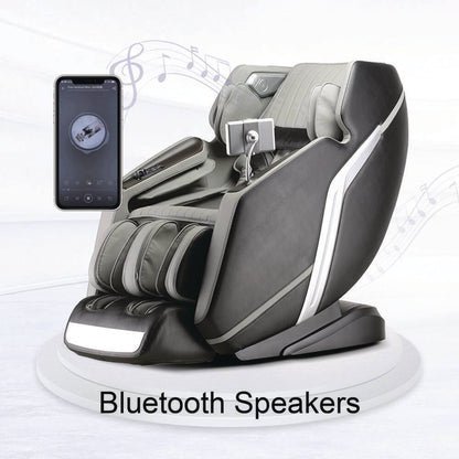 4D Deluxe Gray and Black Zero Gravity and Space Saving Faux Leather Heated Massage Chair with Sl-Track and Bluetooth — product view 10