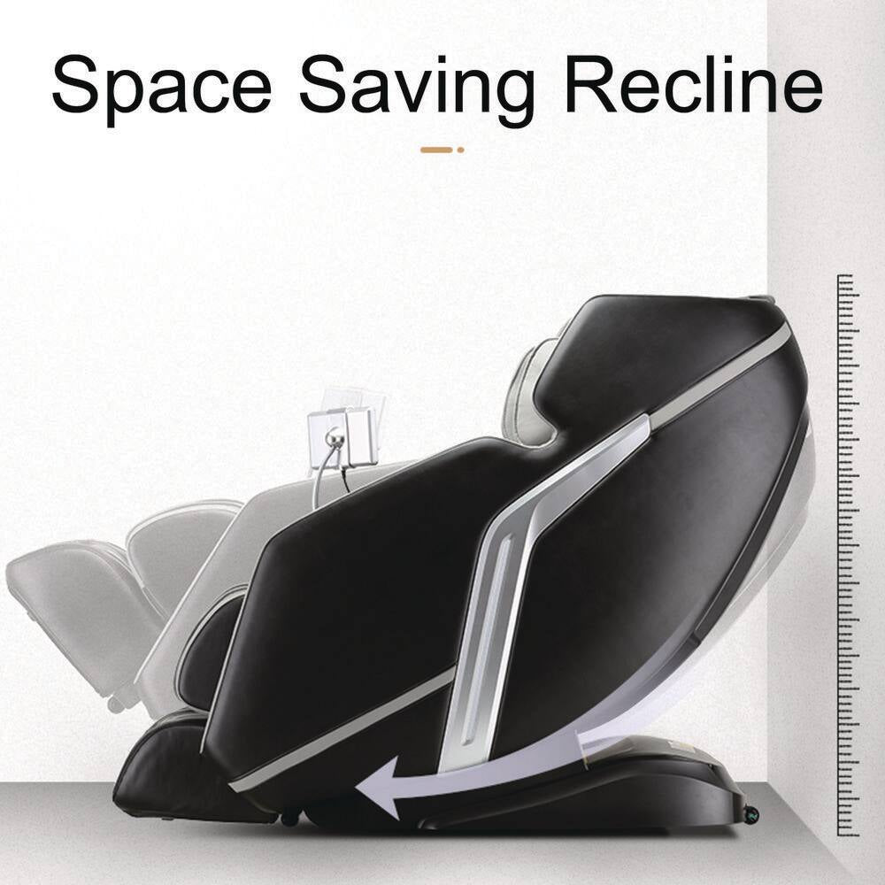 4D Deluxe Gray and Black Zero Gravity and Space Saving Faux Leather Heated Massage Chair with Sl-Track and Bluetooth — product view 11
