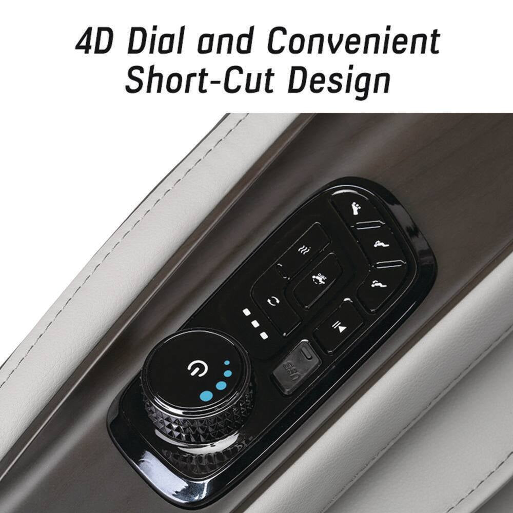 4D Deluxe Gray and Black Zero Gravity and Space Saving Faux Leather Heated Massage Chair with Sl-Track and Bluetooth — product view 4