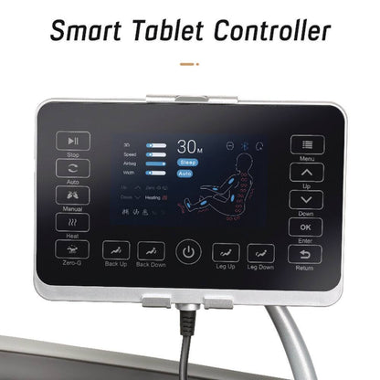 4D Deluxe Gray and Black Zero Gravity and Space Saving Faux Leather Heated Massage Chair with Sl-Track and Bluetooth — product view 5