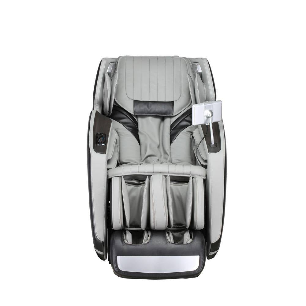 4D Deluxe Gray and Black Zero Gravity and Space Saving Faux Leather Heated Massage Chair with Sl-Track and Bluetooth — product view 6