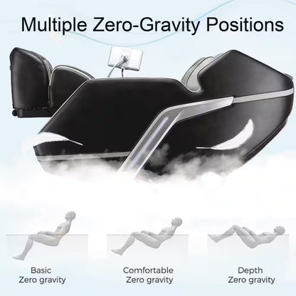 4D Deluxe Gray and Black Zero Gravity and Space Saving Faux Leather Heated Massage Chair with Sl-Track and Bluetooth — product view 7