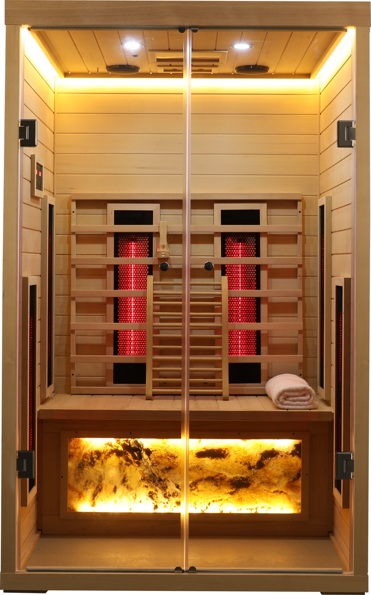 Two Person Hemlock Wood Far-Infrared Sauna Room with Far-Infrared Heating Panels - Natural