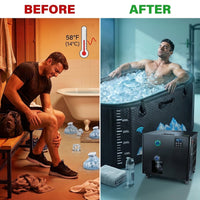 Cold Plunge Tub, 248 Gallon, 1 Horsepower, Heavy-Duty Ice Bath Tub for Athletes with Hot & Cold, Portable Inflatable Plunge Chiller with Water Treatment Kit, Immersion Therapy, Wifi (Black, 1 Set) — Before & After