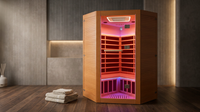 Multifunctional 2-3 Person Infrared Sauna for Home, 2180W Indoor Sauna with 7-Color LED Ambient Light, Red Light Feature, Oxygen Bar, Dual Bluetooth Speakers, 360° Surround Heating — Lifestyle