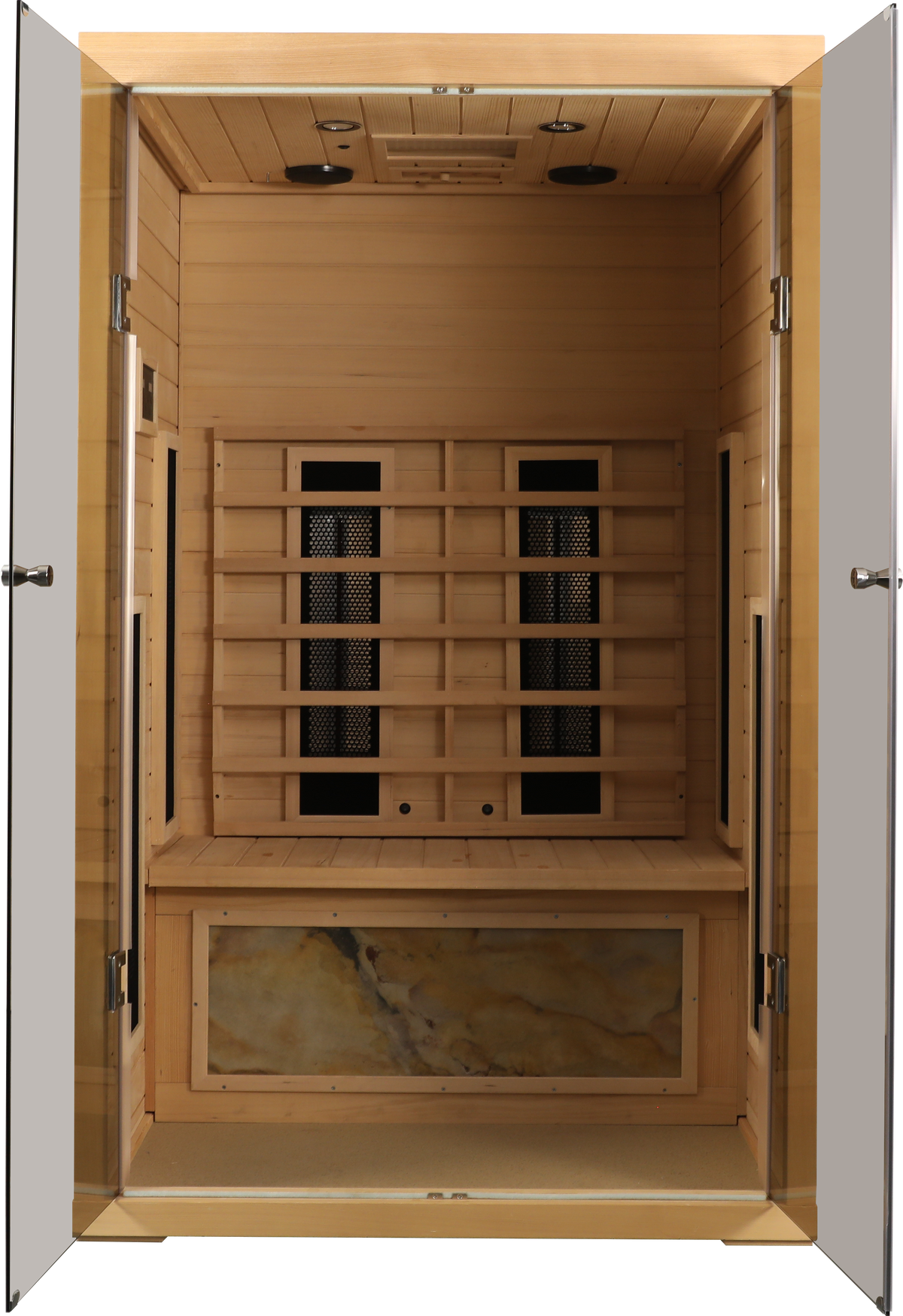 Two Person Hemlock Wood Far-Infrared Sauna Room with Far-Infrared Heating Panels - Natural