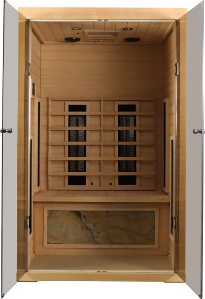 Two Person Hemlock Wood Far-Infrared Sauna Room with Far-Infrared Heating Panels - Natural