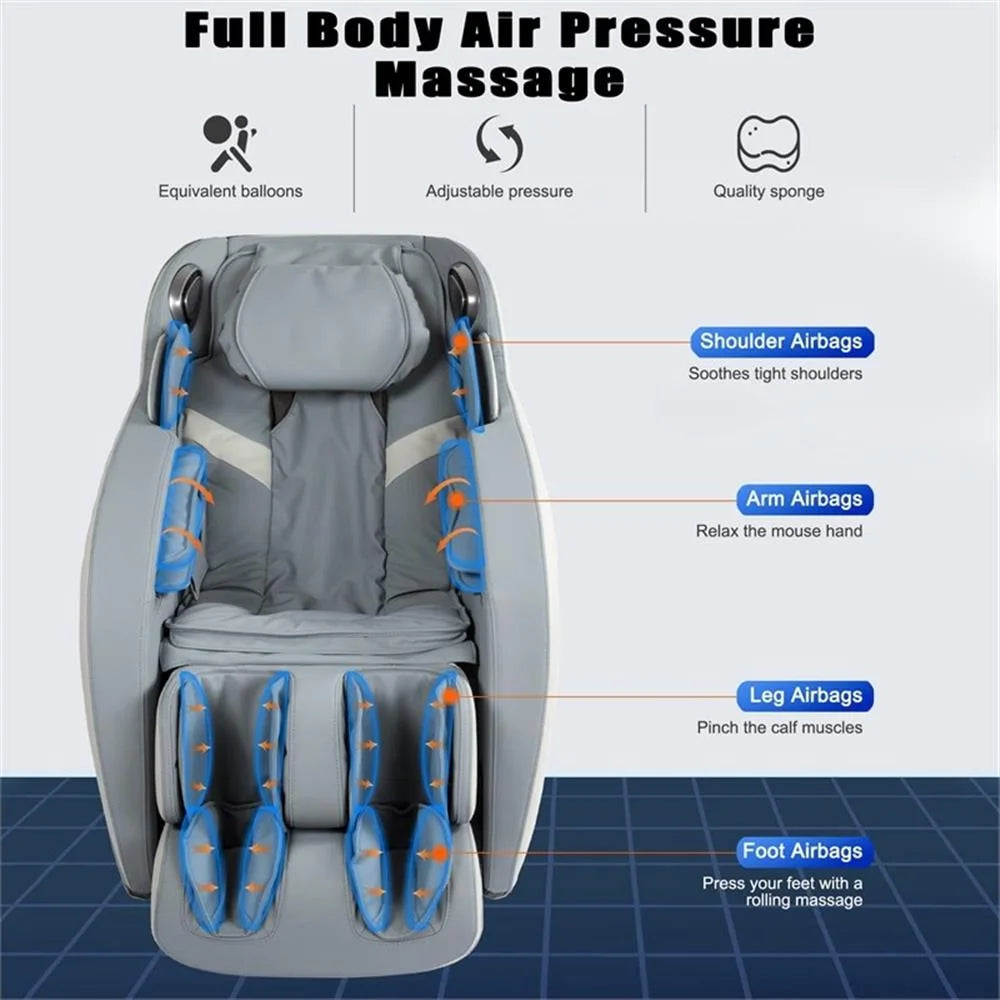 Blue Faux Leather Zero Gravity Recliner 3D Programmable Massage Chair — product view 4