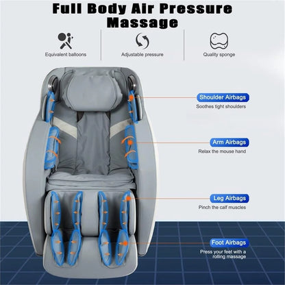 Blue Faux Leather Zero Gravity Recliner 3D Programmable Massage Chair — product view 4