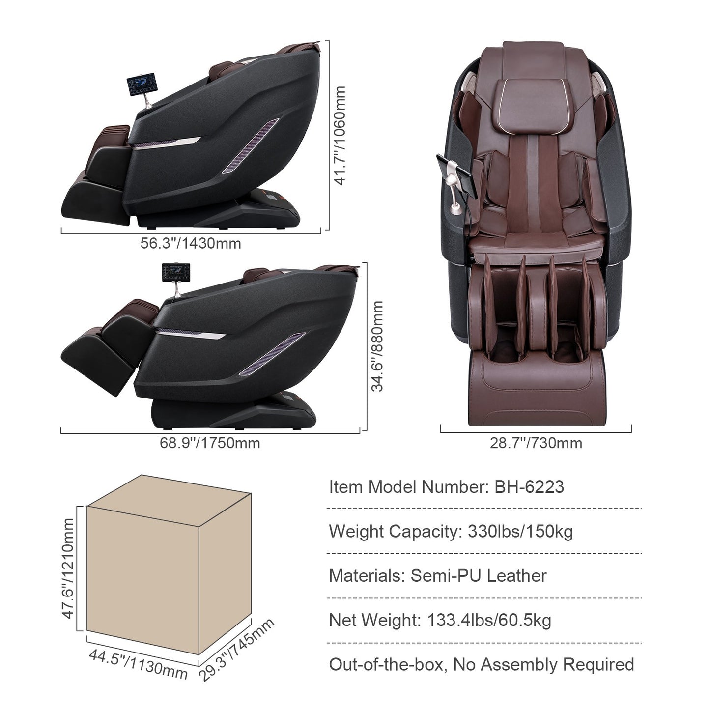 Full Body Massage Chair Zero Gravity 3D Shiatsu Recliner Sl-Track Heat, AI Voice — product view 7
