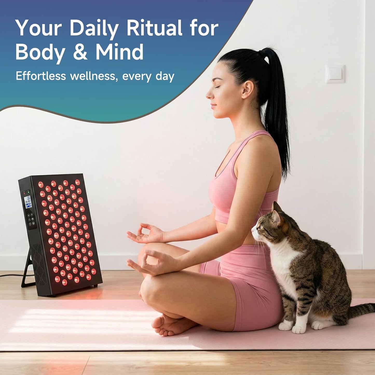 Red Light Therapy Box, 5In1 LED with 630-660-810-830-850, Metal Case, 3 Modes Red Light Panel with Soft Belt, 6 Timing Set - 9 Pulse Modes - 4-Level - Red Light Therapy Panel for Body — product view 7